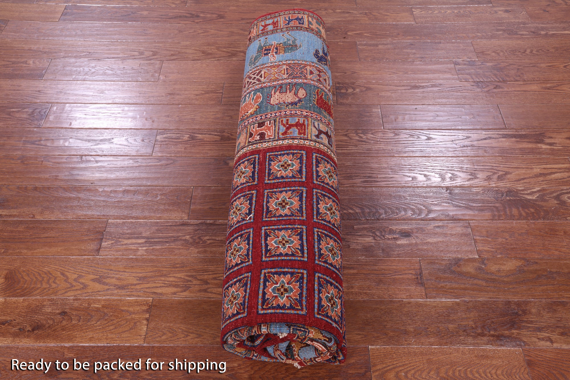 Antiqued Pazyryk Historical Design Handmade Wool Rug - 8' 1" X 9' 9" - Golden Nile