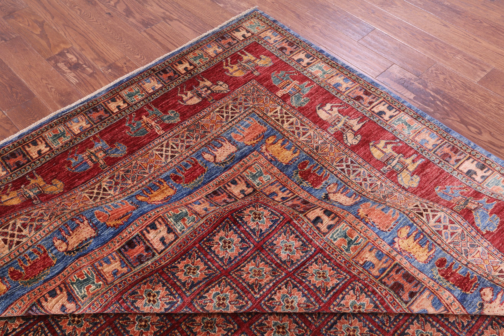 Antiqued Pazyryk Historical Design Hand Knotted Wool Rug - 8' 9" X 12' 2" - Golden Nile