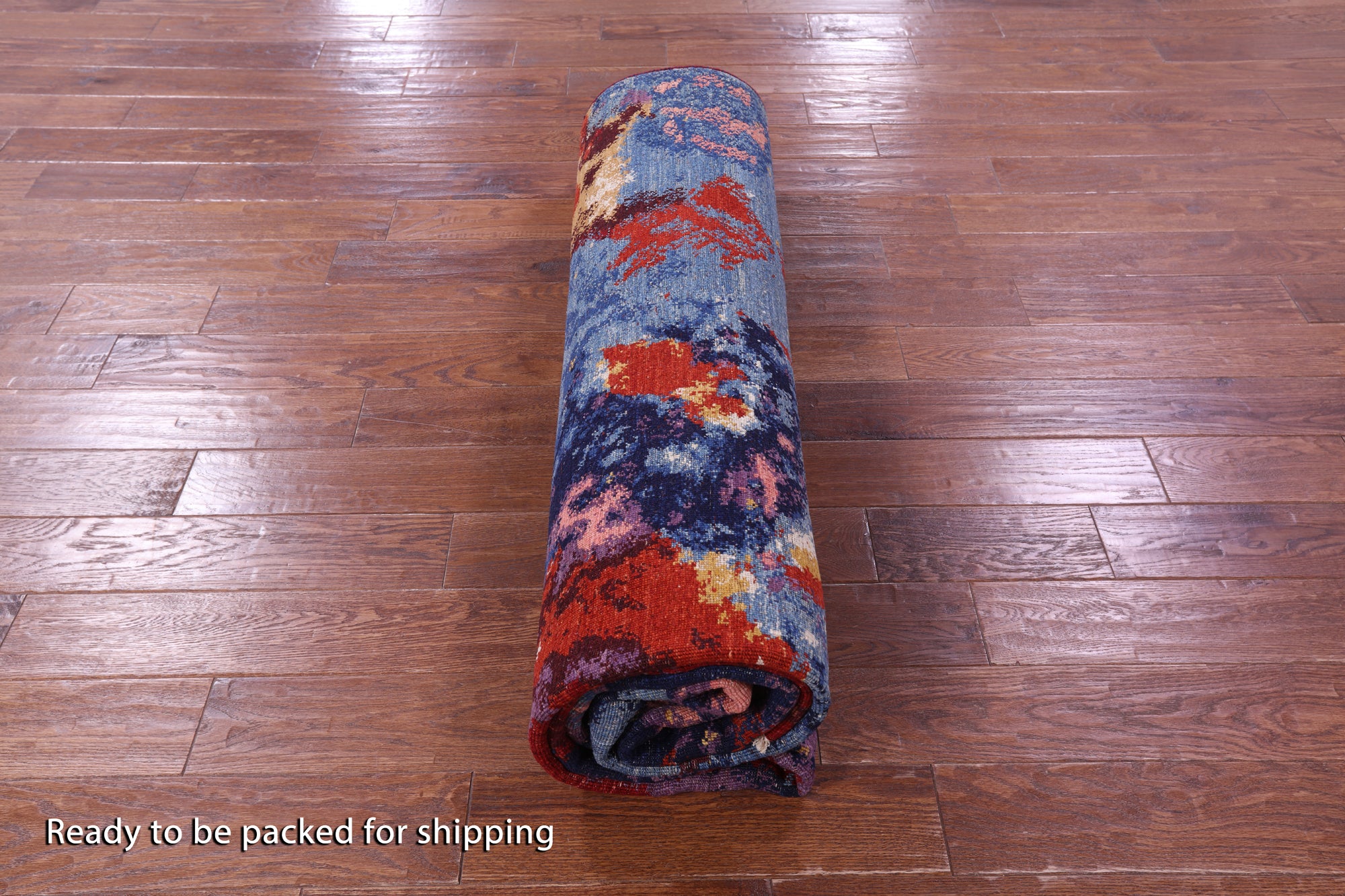Abstract Modern Hand Knotted Wool Rug - 8' 1" X 9' 7" - Golden Nile