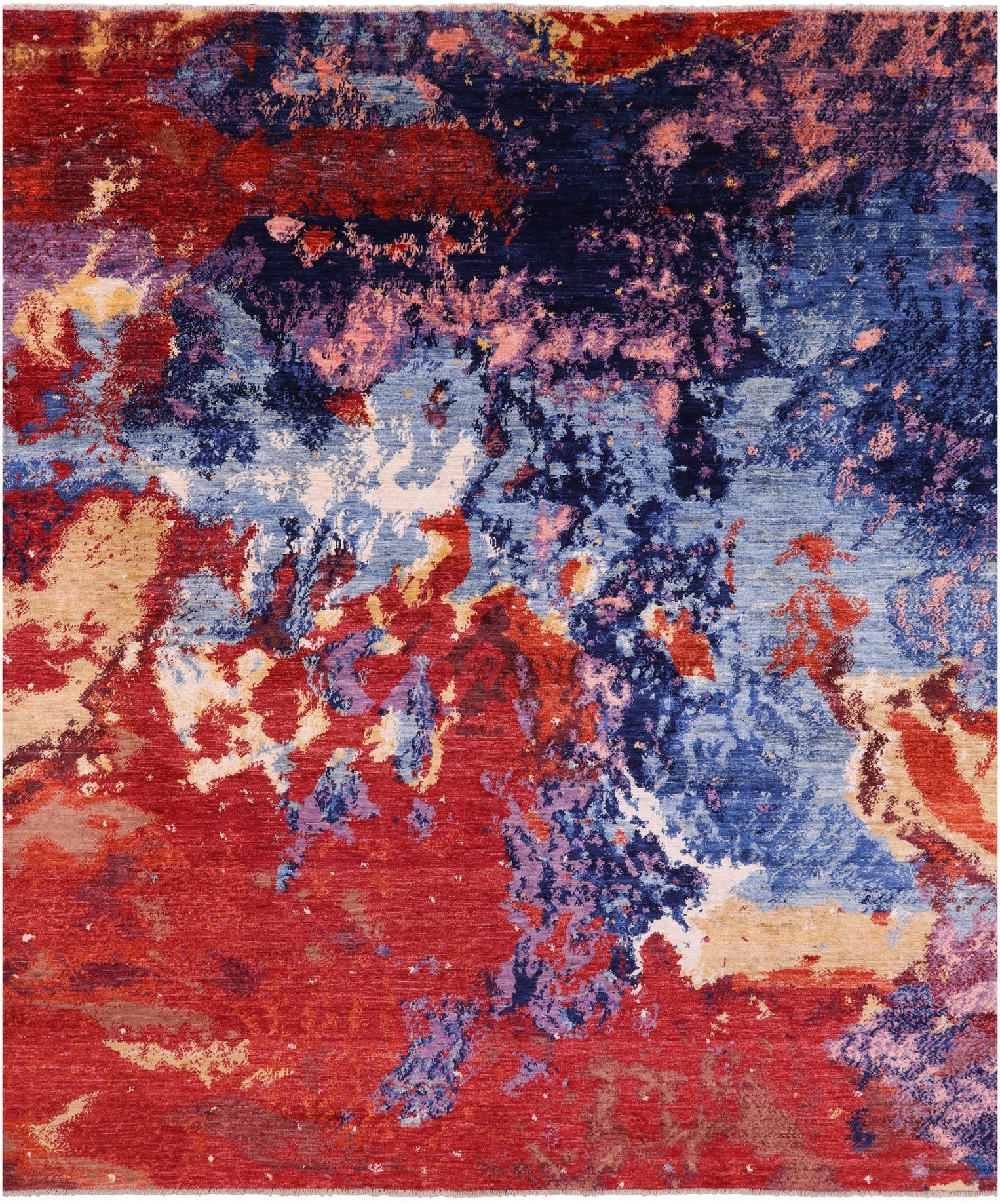 Abstract Modern Hand Knotted Wool Rug - 8' 1" X 9' 7" - Golden Nile