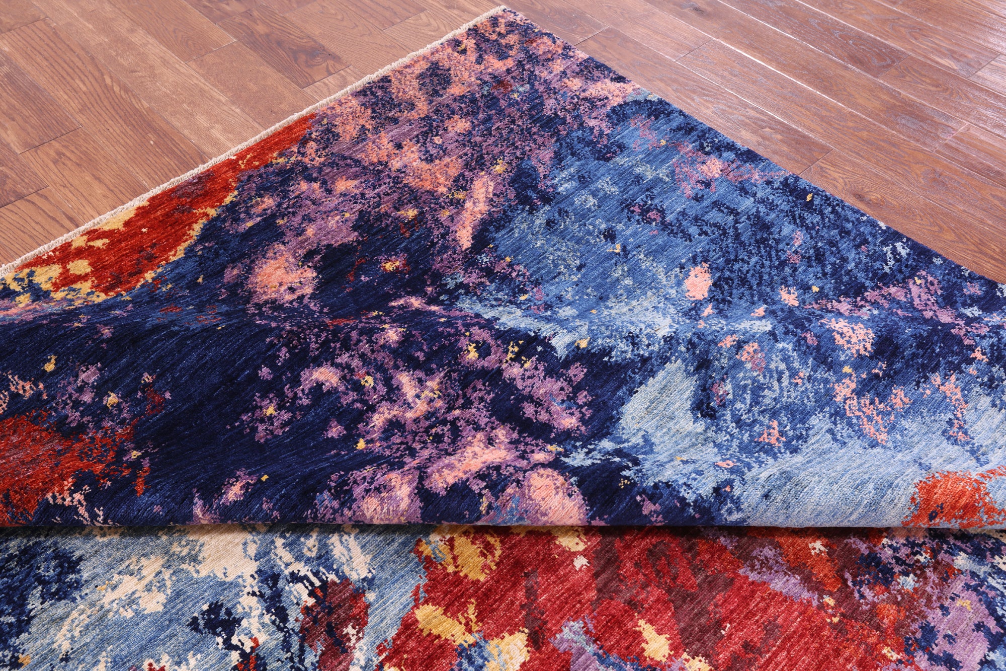 Abstract Modern Hand Knotted Wool Rug - 8' 1" X 9' 7" - Golden Nile