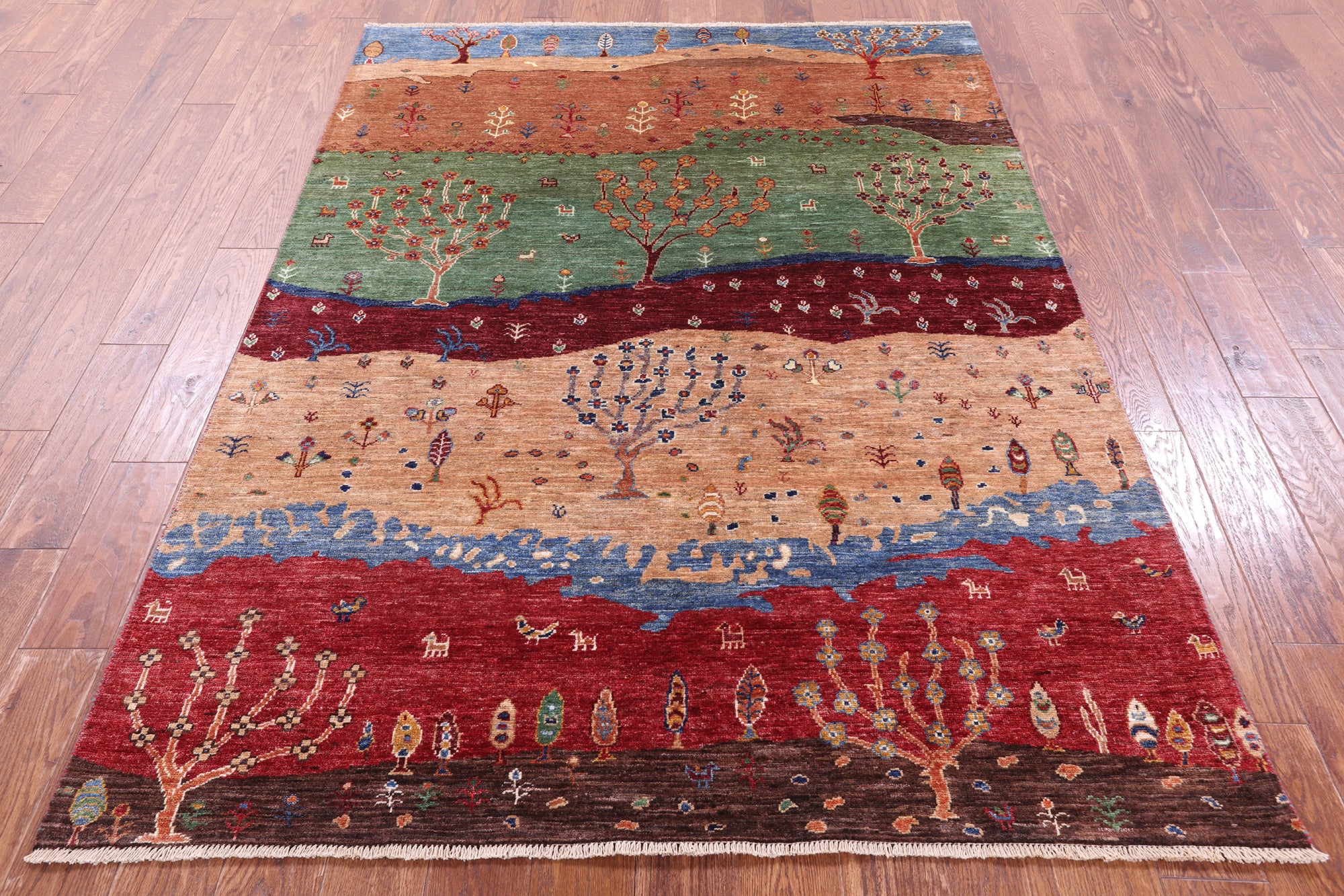 Tribal Persian Gabbeh Hand Knotted Wool Rug - 5' 2" X 6' 11" - Golden Nile