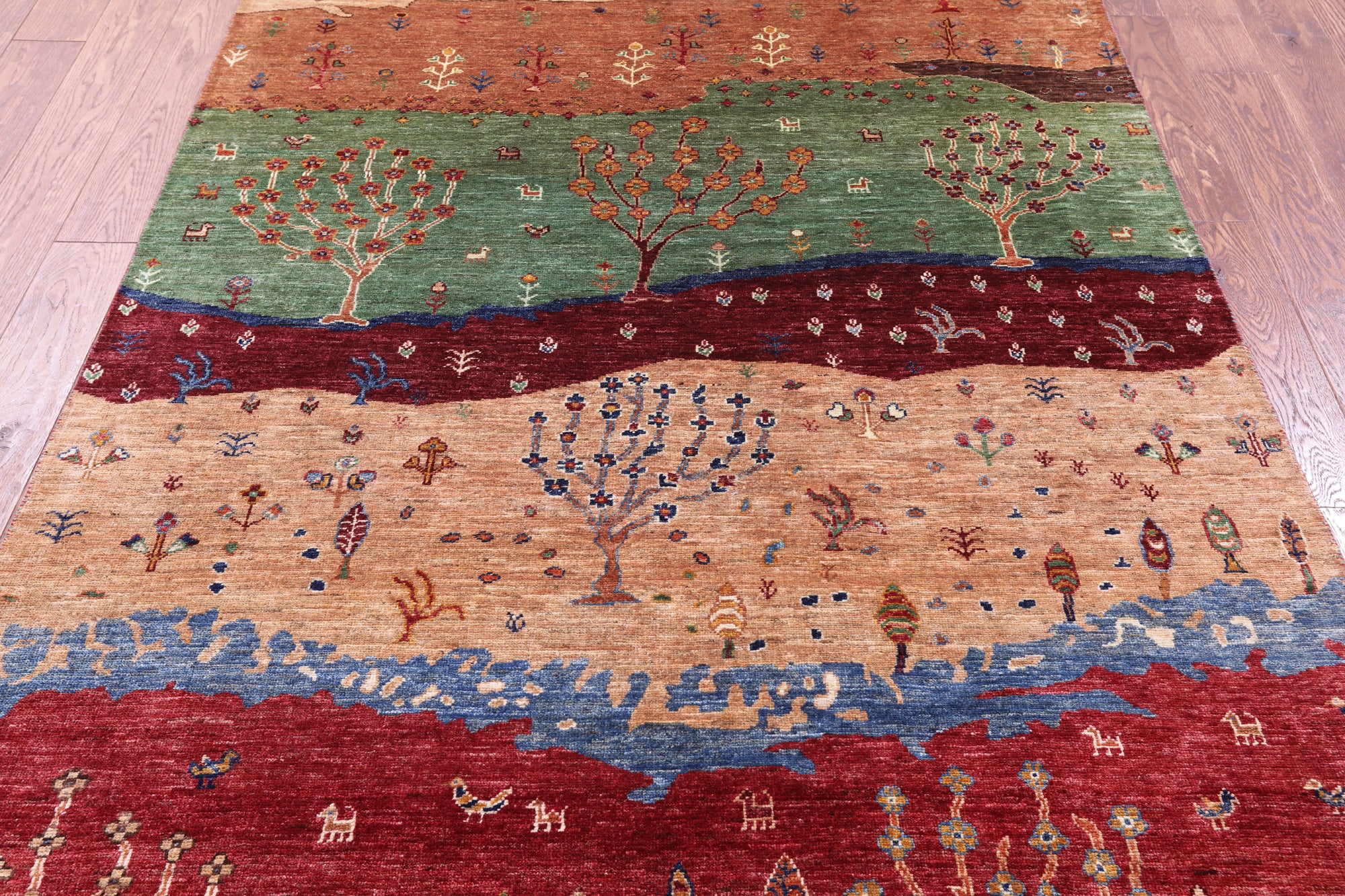 Tribal Persian Gabbeh Hand Knotted Wool Rug - 5' 2" X 6' 11" - Golden Nile