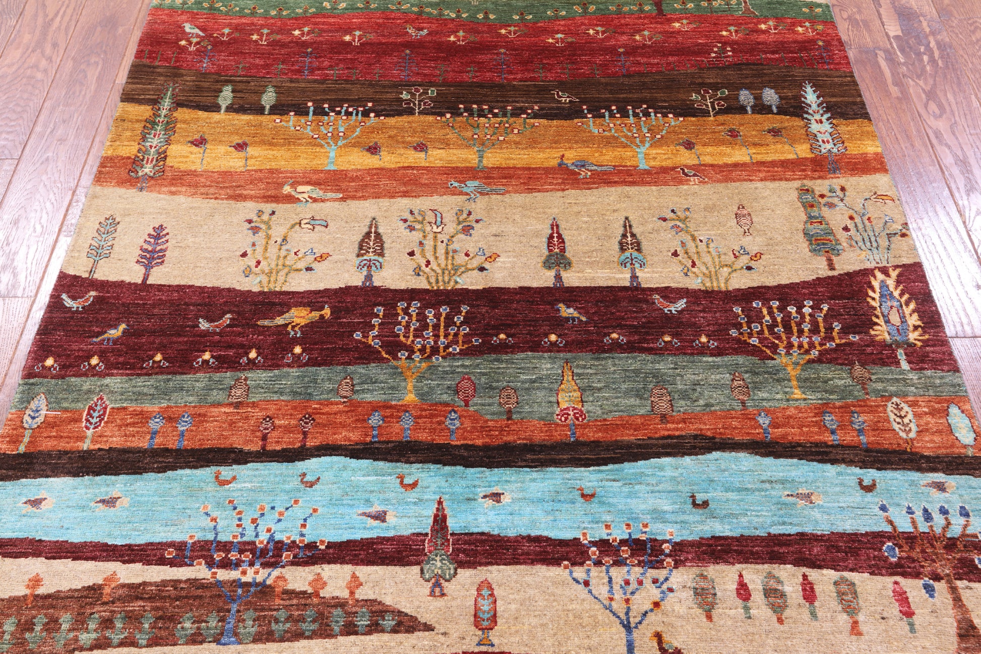 Tribal Persian Gabbeh Hand Knotted Wool Rug - 5' 0" X 6' 9" - Golden Nile