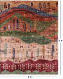 Tribal Persian Gabbeh Handmade Wool Rug - 5' 3" X 6' 8" - Golden Nile