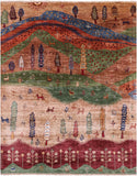 Tribal Persian Gabbeh Handmade Wool Rug - 5' 3" X 6' 8" - Golden Nile