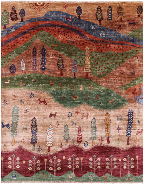 Tribal Persian Gabbeh Handmade Wool Rug - 5' 3" X 6' 8" - Golden Nile