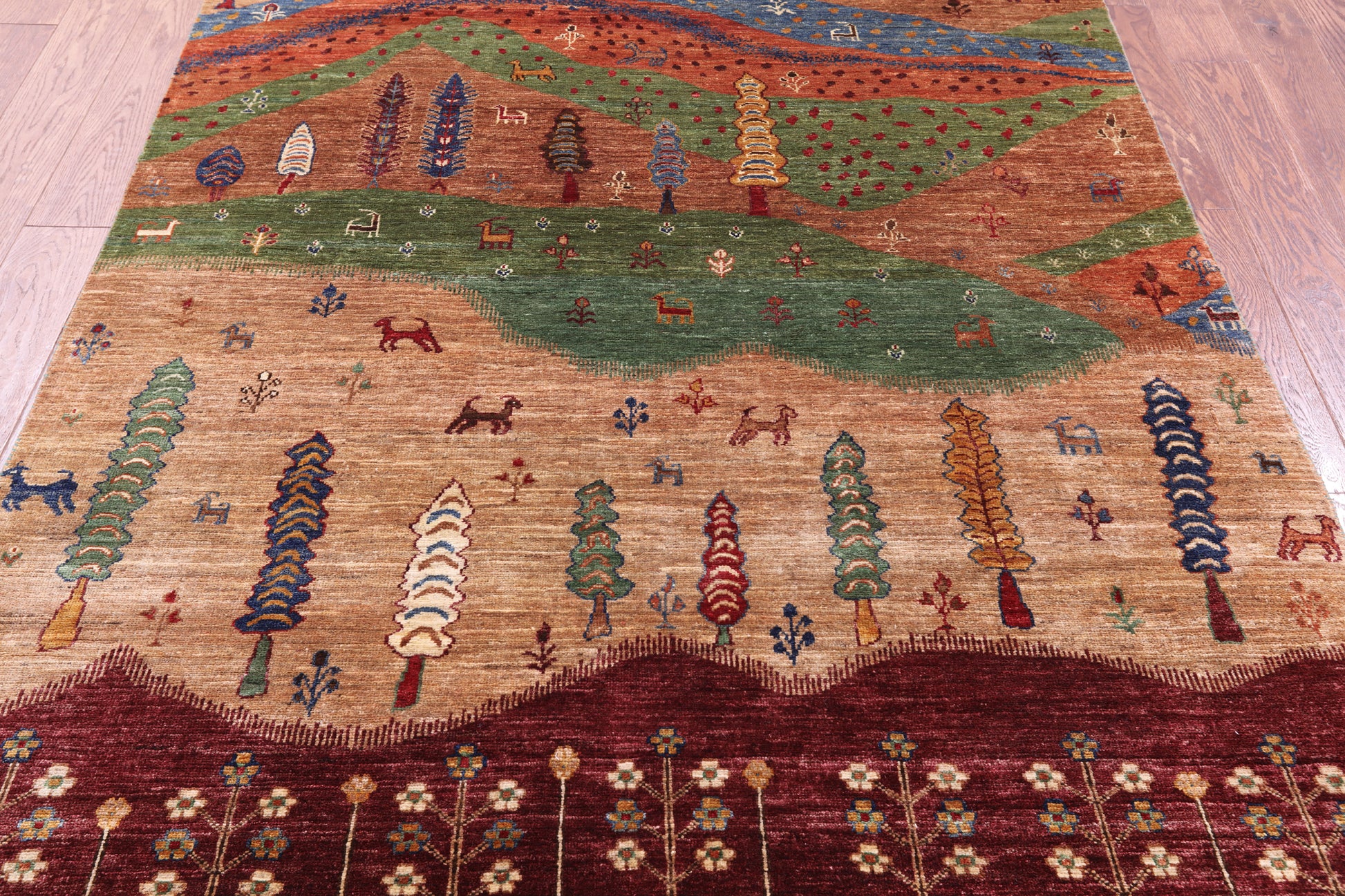 Tribal Persian Gabbeh Handmade Wool Rug - 5' 3" X 6' 8" - Golden Nile