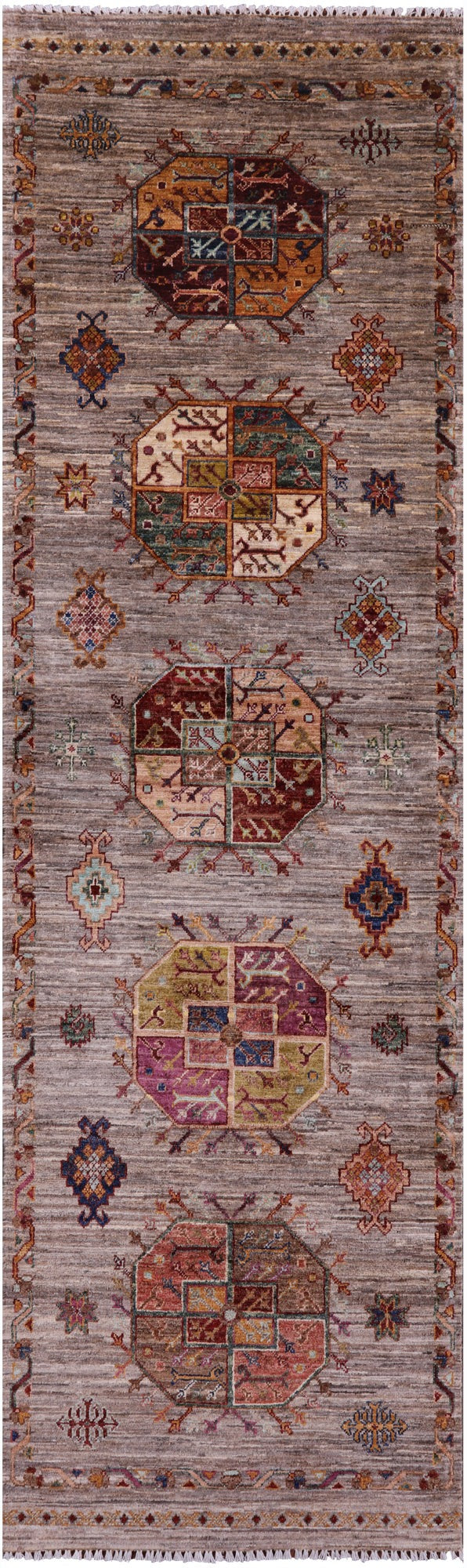 Turkmen Ersari Handmade Wool Runner Rug - 2' 7" X 8' 7" - Golden Nile
