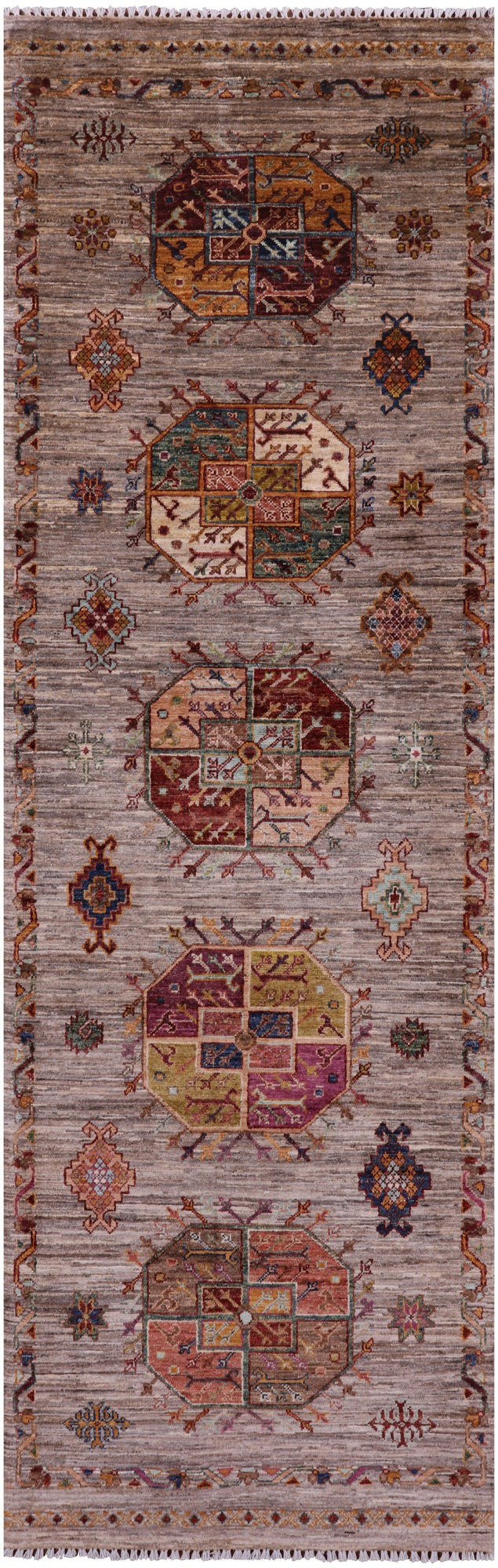 Turkmen Ersari Hand Knotted Wool Runner Rug - 2' 8" X 8' 7" - Golden Nile