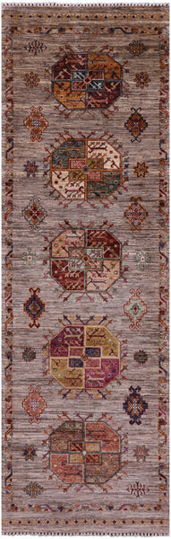Turkmen Ersari Hand Knotted Wool Runner Rug - 2' 8" X 8' 7" - Golden Nile