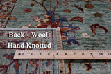 Green Peshawar Hand Knotted Wool Rug - 5' 7" X 7' 10" - Golden Nile
