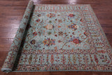 Green Peshawar Hand Knotted Wool Rug - 5' 7" X 7' 10" - Golden Nile