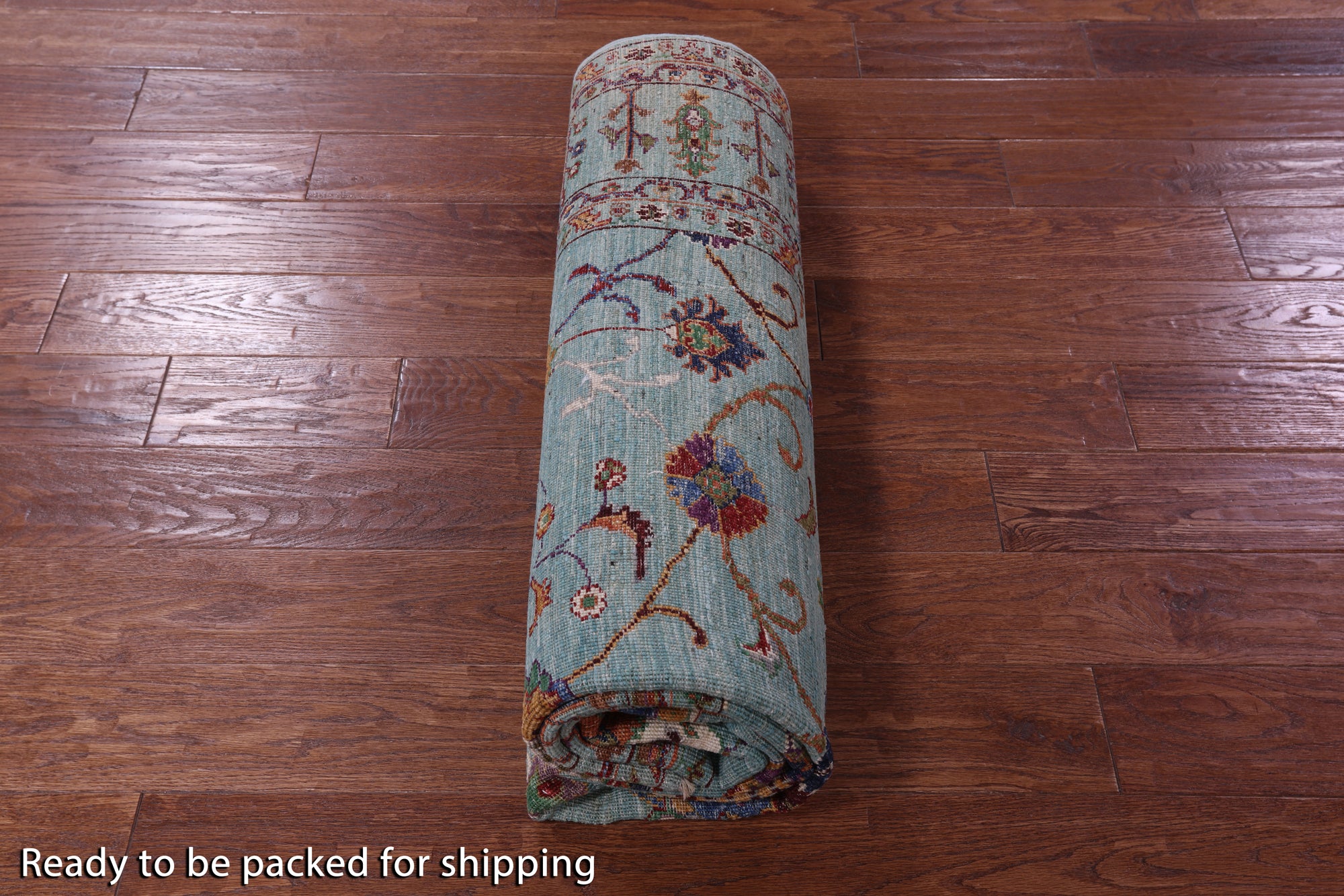 Green Peshawar Hand Knotted Wool Rug - 5' 7" X 7' 10" - Golden Nile