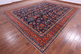 Blue Persian Fine Serapi Hand Knotted Wool Rug - 11' 10" X 14' 8" - Golden Nile