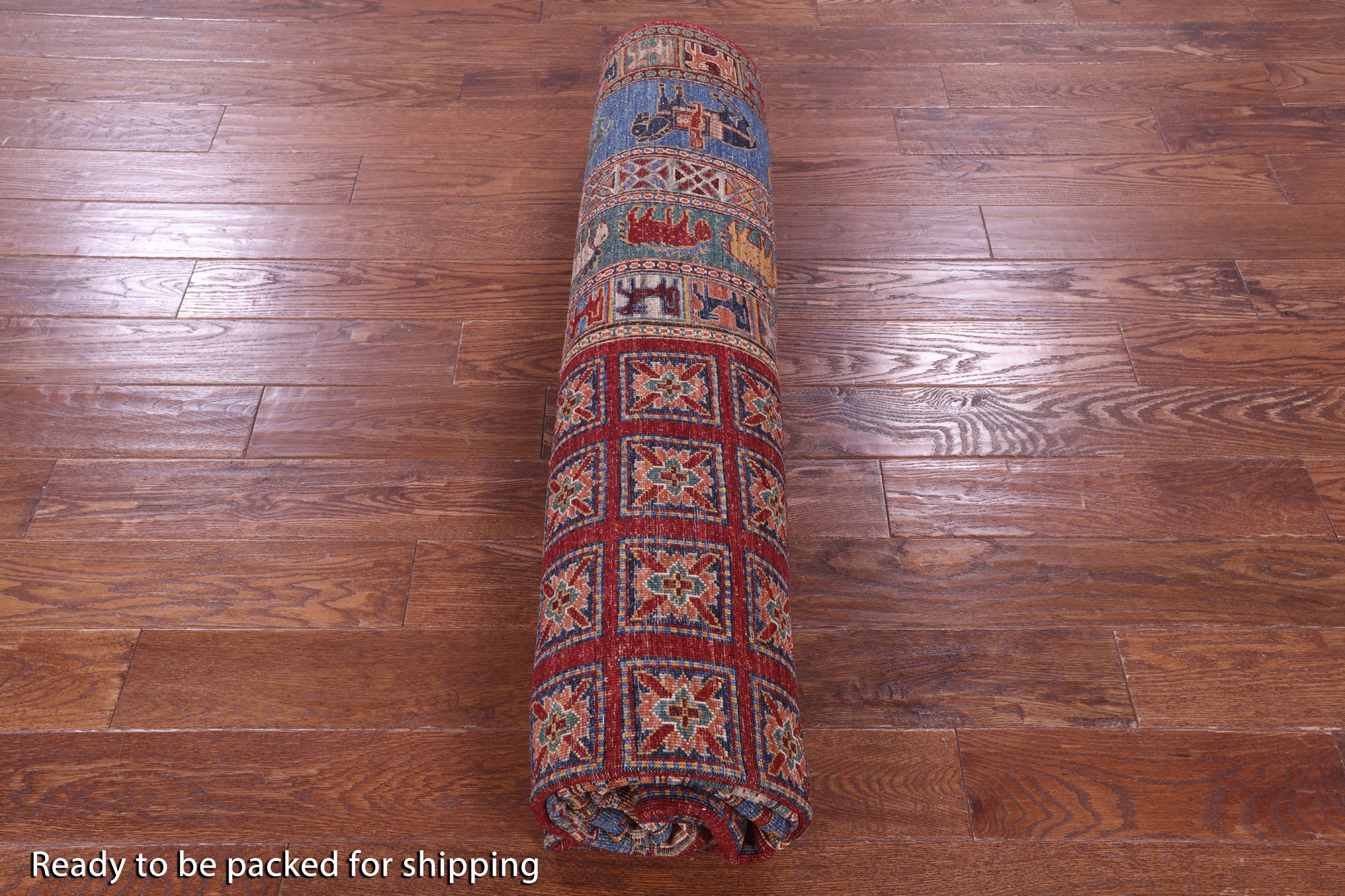Antiqued Pazyryk Historical Design Hand Knotted Wool Rug - 7' 11" X 9' 11" - Golden Nile