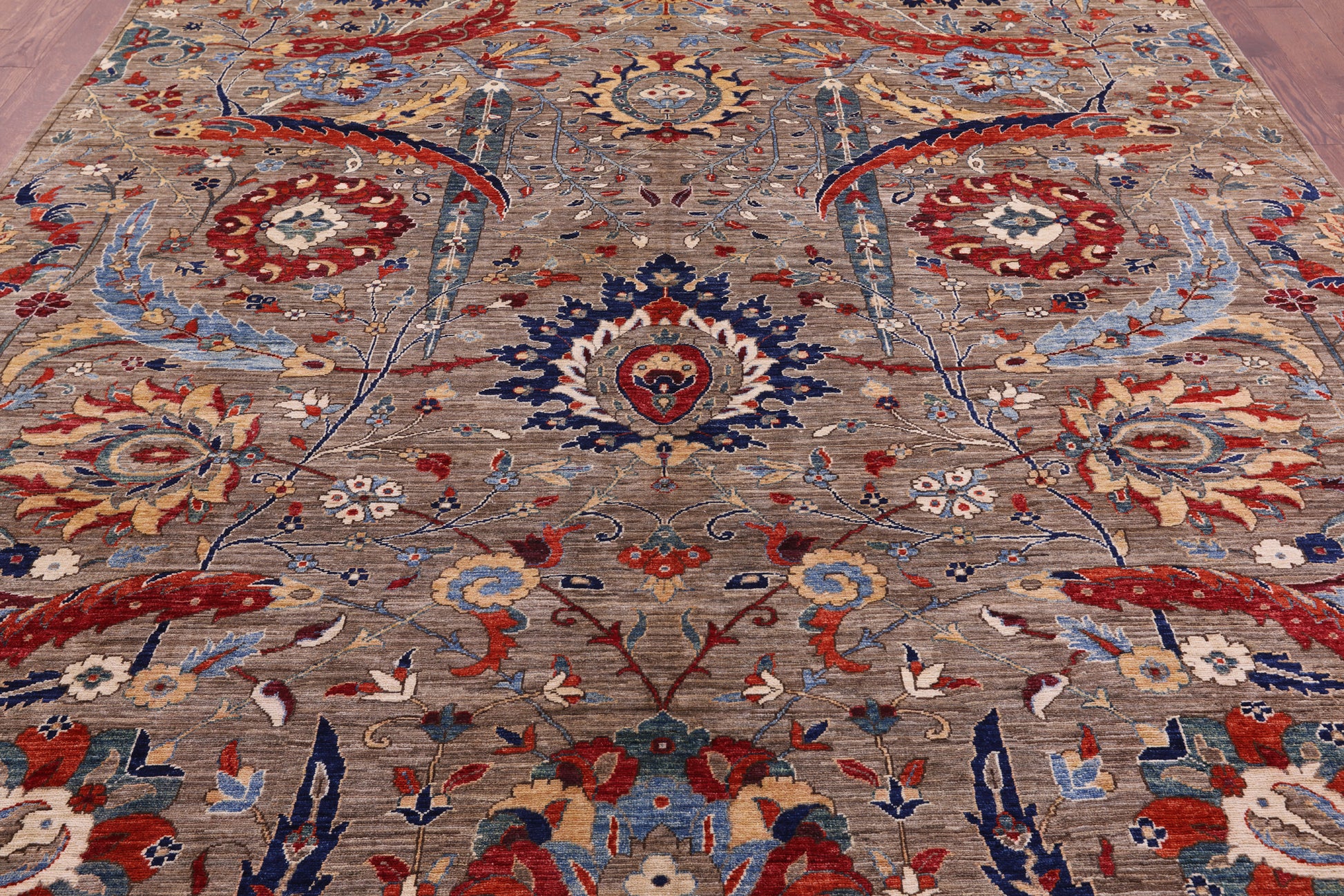 Persian Sickle Leaf Hand Knotted Wool Rug - 8' 11" X 12' 0" - Golden Nile