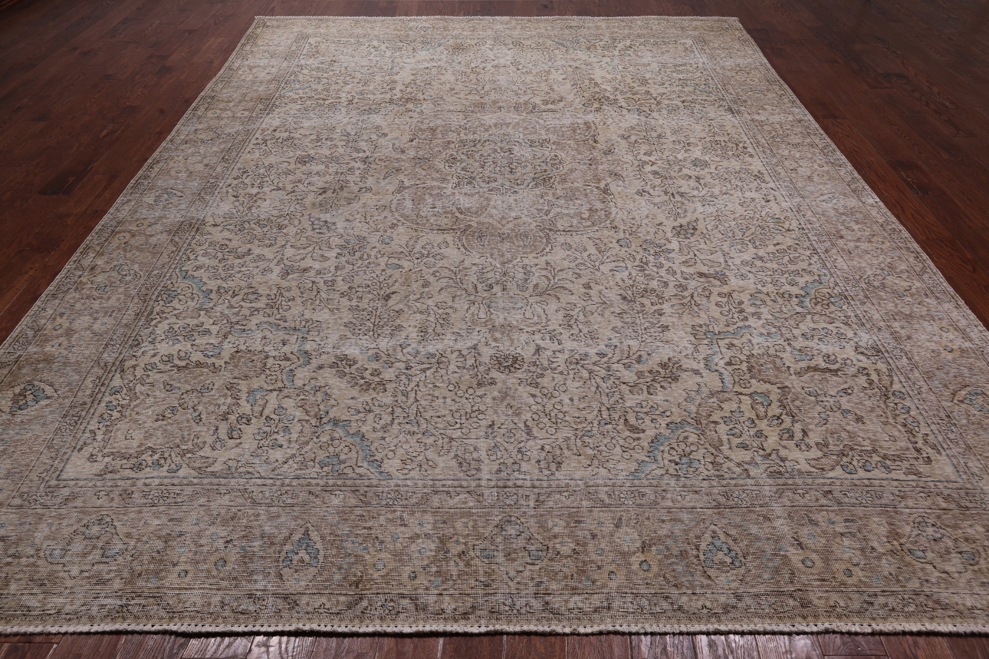 SUPER SALE Ivory Persian Vintage White Wash Hand Knotted Area Rug - 9' 10" X 12' 5"
