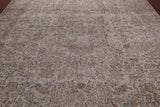 SUPER SALE Ivory Persian Vintage White Wash Hand Knotted Area Rug - 9' 10" X 12' 5"
