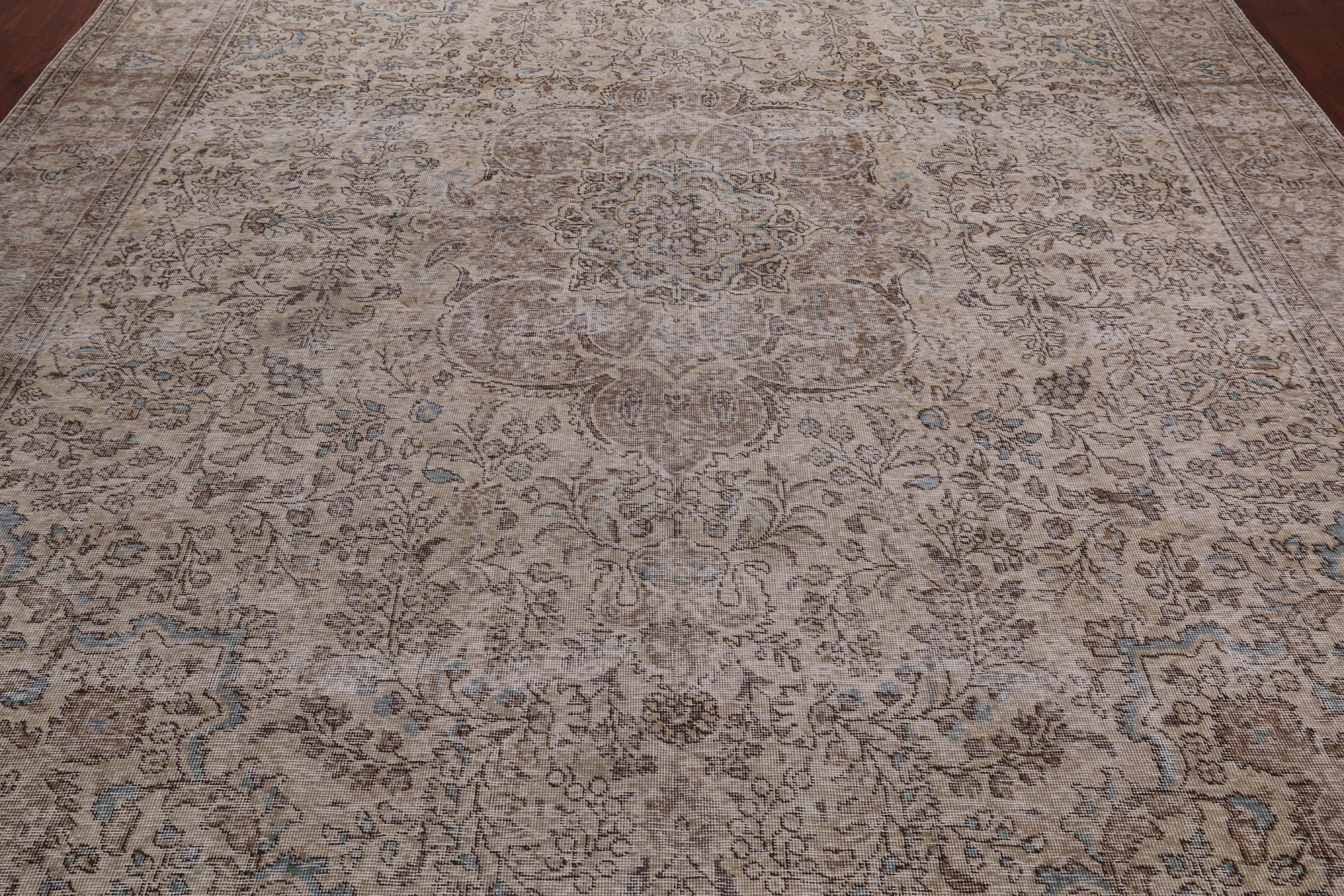 SUPER SALE Ivory Persian Vintage White Wash Hand Knotted Area Rug - 9' 10" X 12' 5"