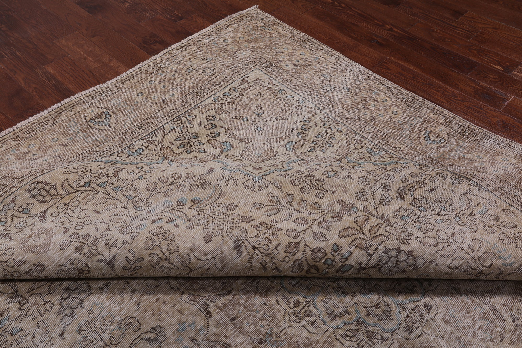 SUPER SALE Ivory Persian Vintage White Wash Hand Knotted Area Rug - 9' 10" X 12' 5"