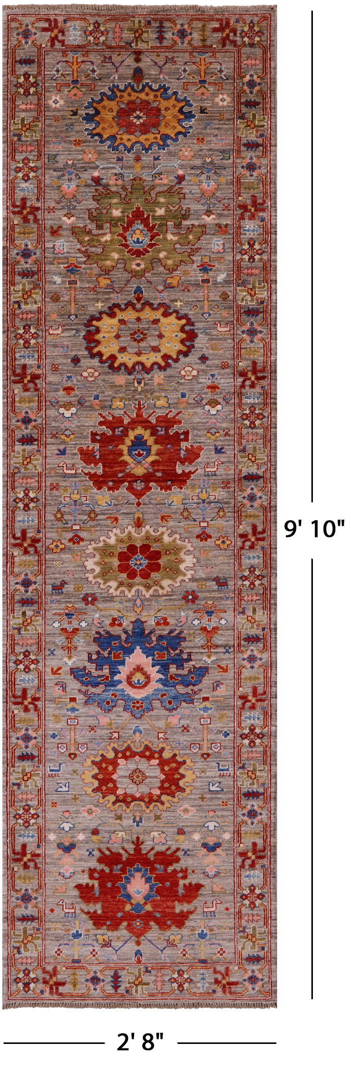 Persian Fine Serapi Hand Knotted Wool Runner Rug - 2' 8" X 9' 10" - Golden Nile