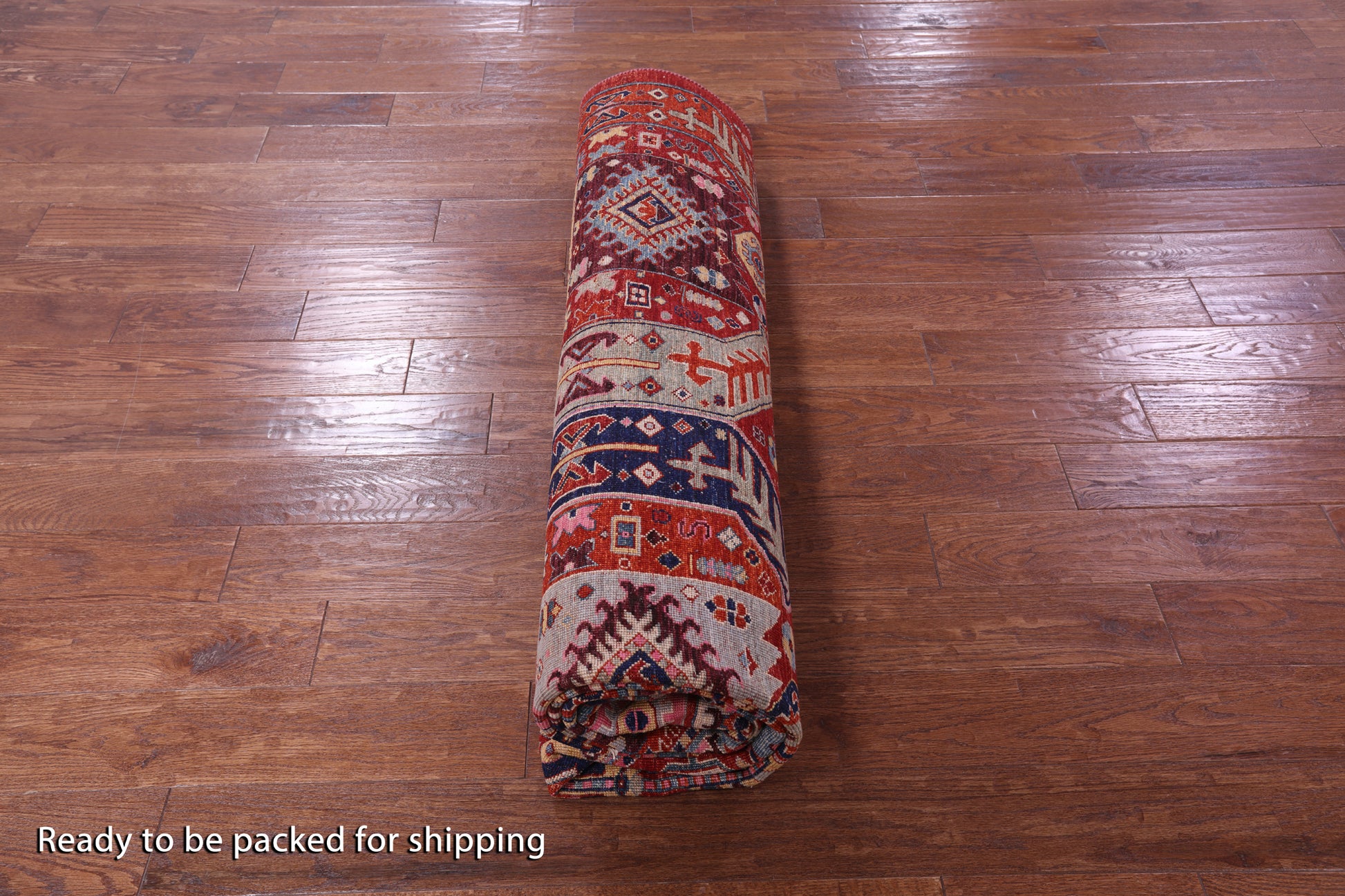 Red Persian Fine Serapi Hand Knotted Wool Rug - 8' 2" X 9' 10" - Golden Nile