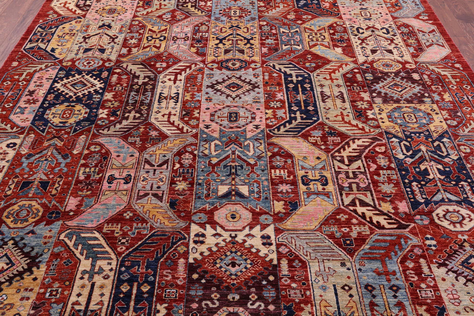 Red Persian Fine Serapi Hand Knotted Wool Rug - 8' 2" X 9' 10" - Golden Nile