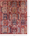 Red Persian Fine Serapi Hand Knotted Wool Rug - 7' 11" X 9' 11" - Golden Nile