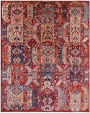 Red Persian Fine Serapi Hand Knotted Wool Rug - 7' 11" X 9' 11" - Golden Nile