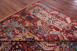 Red Persian Fine Serapi Hand Knotted Wool Rug - 7' 11" X 9' 11" - Golden Nile