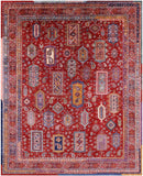 Red Persian Fine Serapi Hand Knotted Wool Rug - 8' 0" X 9' 10" - Golden Nile