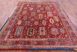 Red Persian Fine Serapi Hand Knotted Wool Rug - 8' 0" X 9' 10" - Golden Nile