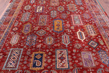 Red Persian Fine Serapi Hand Knotted Wool Rug - 8' 0" X 9' 10" - Golden Nile