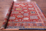 Red Persian Fine Serapi Hand Knotted Wool Rug - 8' 0" X 9' 10" - Golden Nile