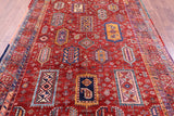 Red Persian Fine Serapi Hand Knotted Wool Rug - 6' 0" X 8' 8" - Golden Nile