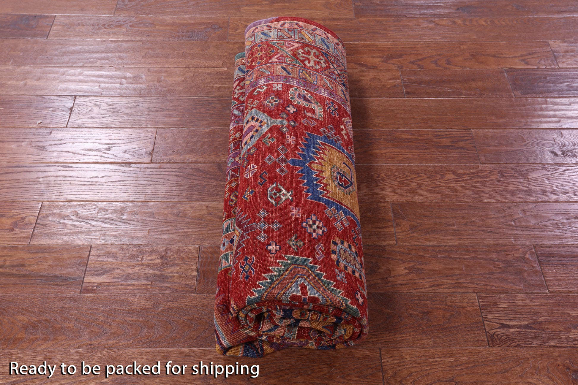 Red Persian Fine Serapi Hand Knotted Wool Rug - 6' 0" X 8' 8" - Golden Nile