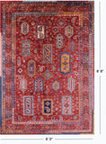 Red Persian Fine Serapi Hand Knotted Wool Rug - 6' 0" X 8' 8" - Golden Nile