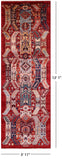 Red Persian Fine Serapi Hand Knotted Wool Runner Rug - 3' 11" X 12' 1" - Golden Nile