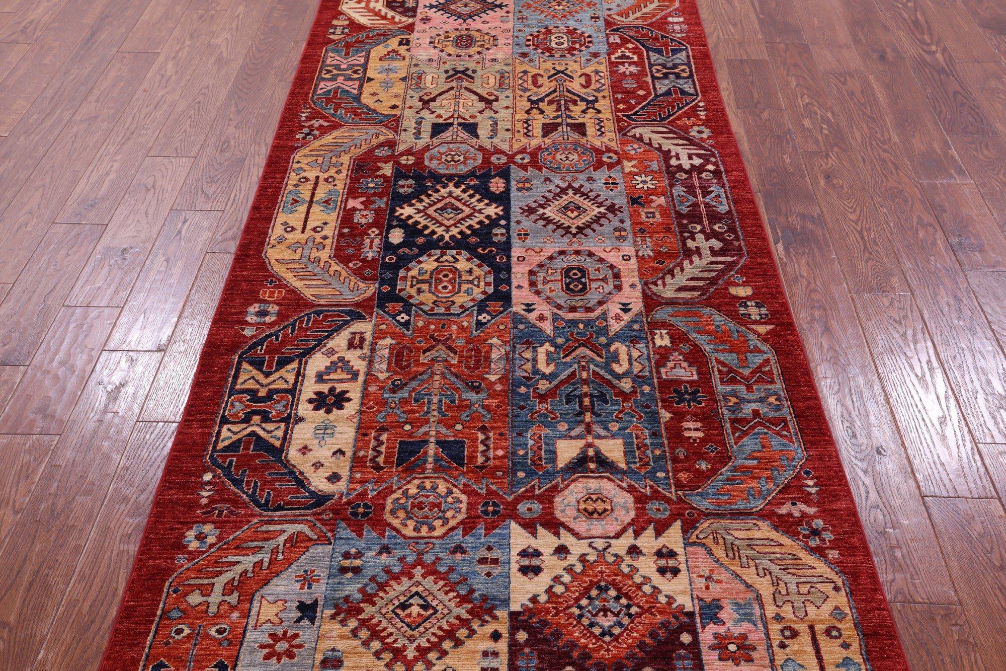 Red Persian Fine Serapi Hand Knotted Wool Runner Rug - 3' 11" X 10' 6" - Golden Nile