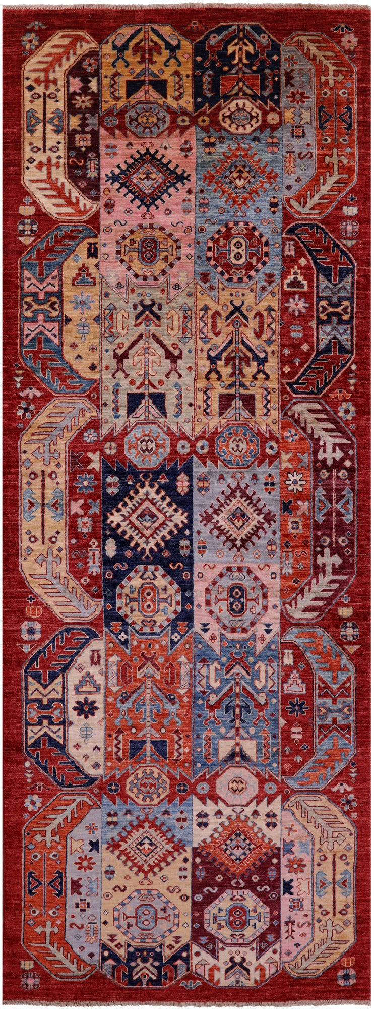 Red Persian Fine Serapi Hand Knotted Wool Runner Rug - 3' 11" X 10' 6" - Golden Nile