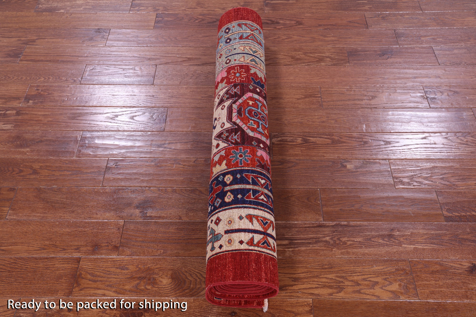 Red Persian Fine Serapi Hand Knotted Wool Runner Rug - 3' 11" X 11' 7" - Golden Nile