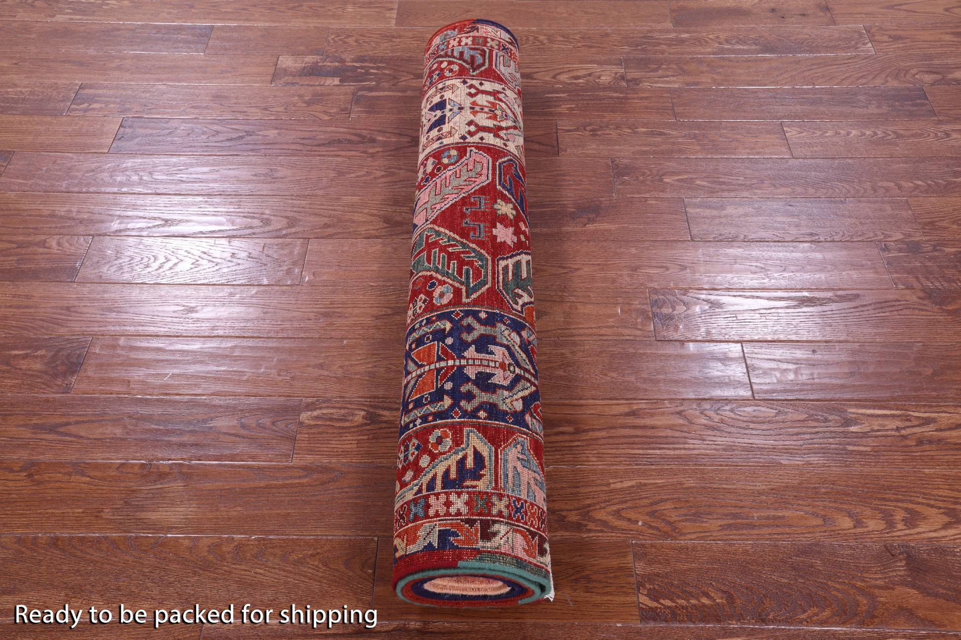 Red Persian Fine Serapi Handmade Wool Runner Rug - 4' 2" X 11' 8" - Golden Nile