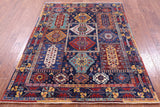 Blue Persian Fine Serapi Hand Knotted Wool Rug - 4' 10" X 6' 5" - Golden Nile