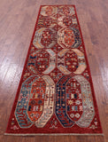 Red Persian Fine Serapi Hand Knotted Wool Runner Rug - 3' 1" X 11' 8" - Golden Nile