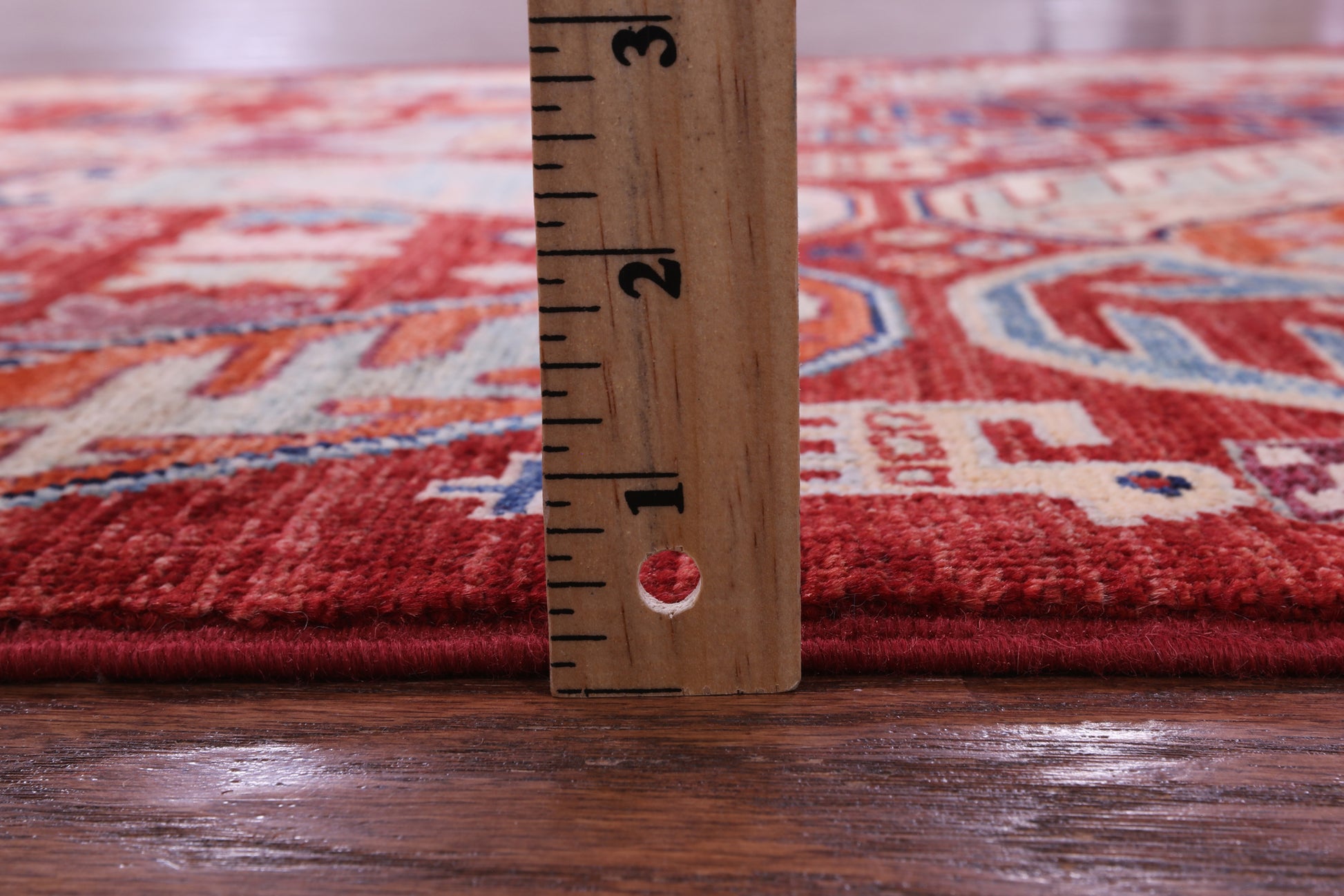 Red Persian Fine Serapi Hand Knotted Wool Runner Rug - 3' 1" X 11' 8" - Golden Nile