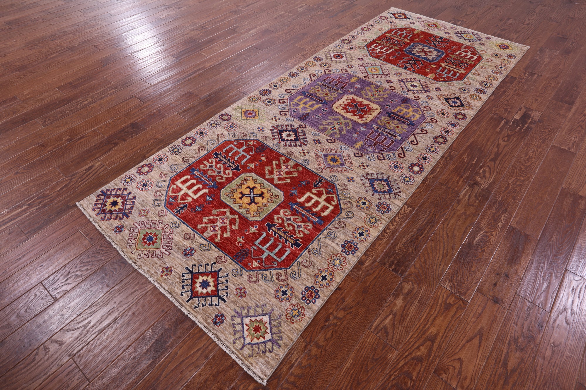 Turkmen Ersari Handmade Wool Runner Rug - 4' 0" X 10' 2" - Golden Nile