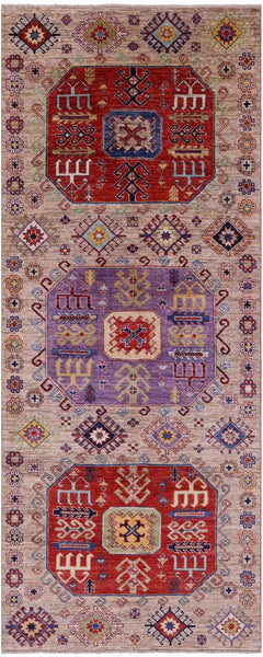 Turkmen Ersari Handmade Wool Runner Rug - 4' 0" X 10' 2" - Golden Nile