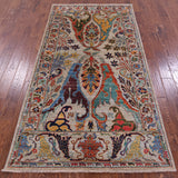 Persian Fine Serapi Hand Knotted Wool Rug - 4' 1" X 7' 9" - Golden Nile