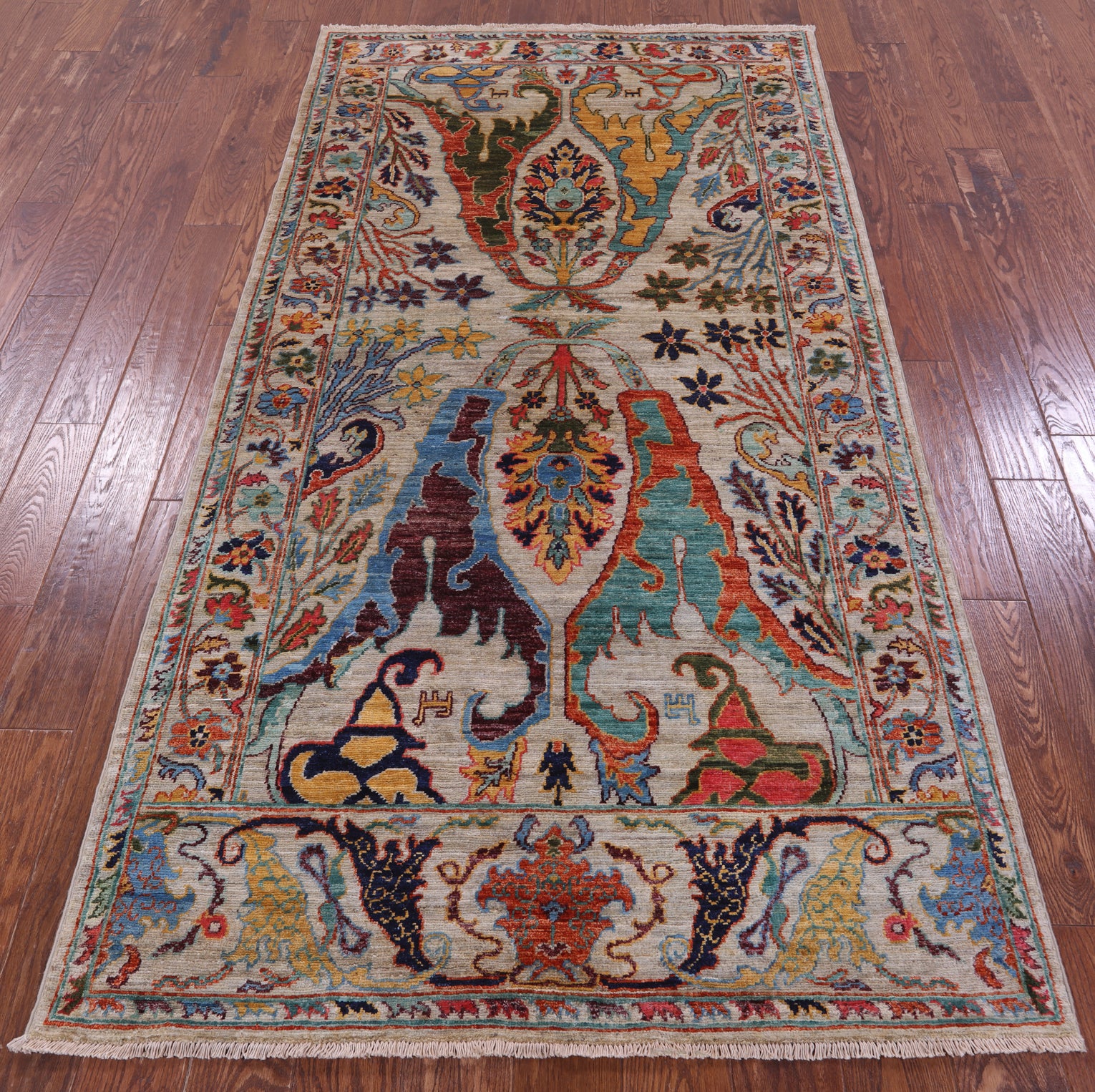 Persian Fine Serapi Hand Knotted Wool Rug - 4' 1" X 7' 9" - Golden Nile